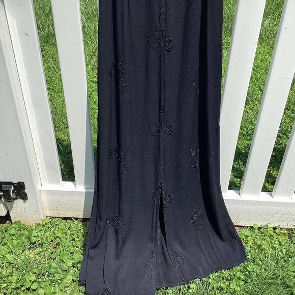 VTG Johnny Was Maxi Dress Small Black Embroidered Whimsigoth Boho Romance *Flaws - Picture 4 of 13